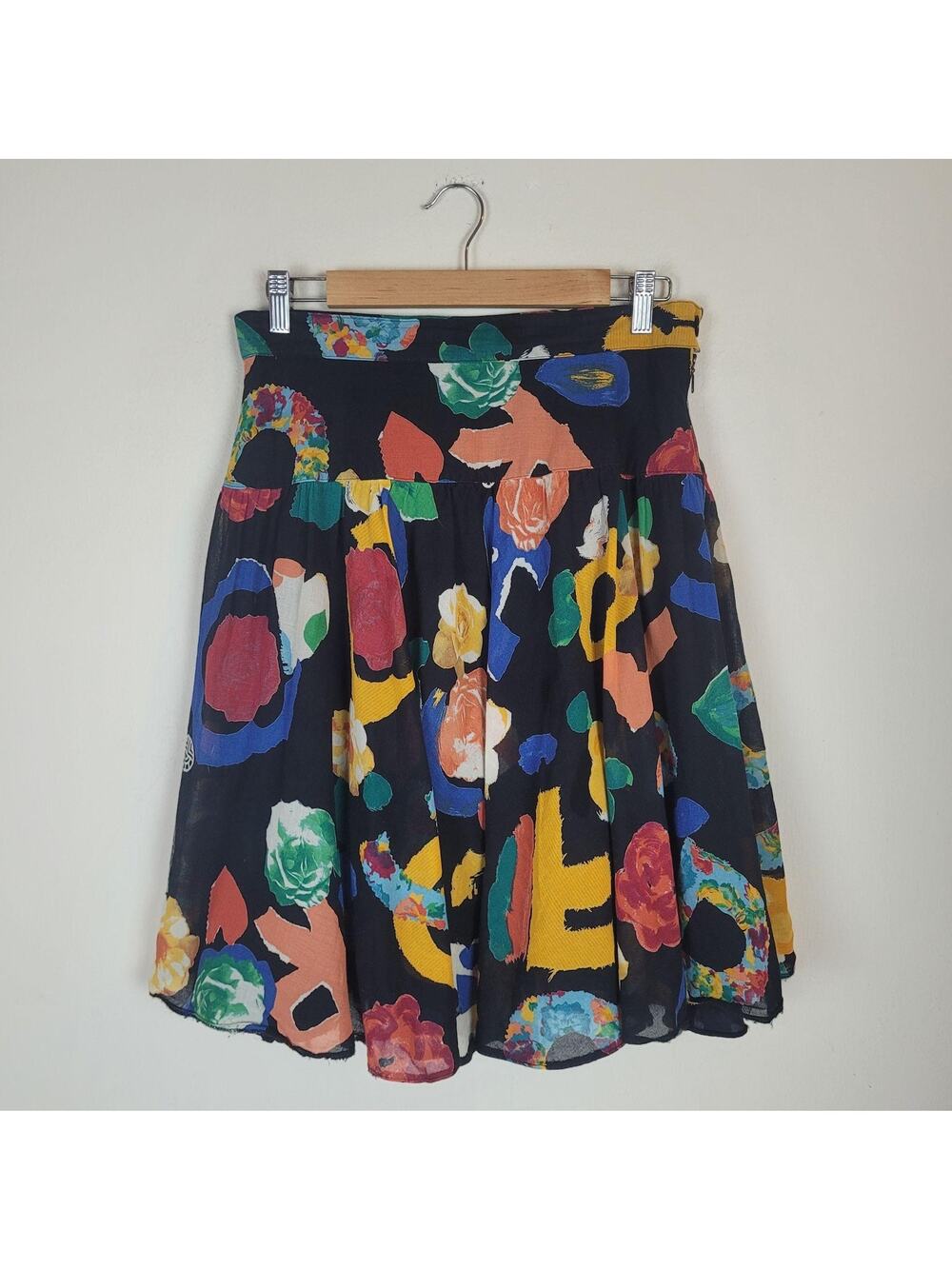 Louis Feraud Skirt 10 Multicolor Floral Full Abstract Whimsical Cottagecore Boho